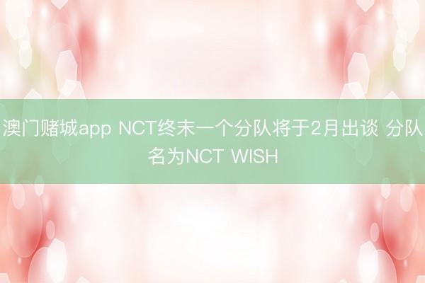 澳门赌城app NCT终末一个分队将于2月出谈 分队名为NCT WISH