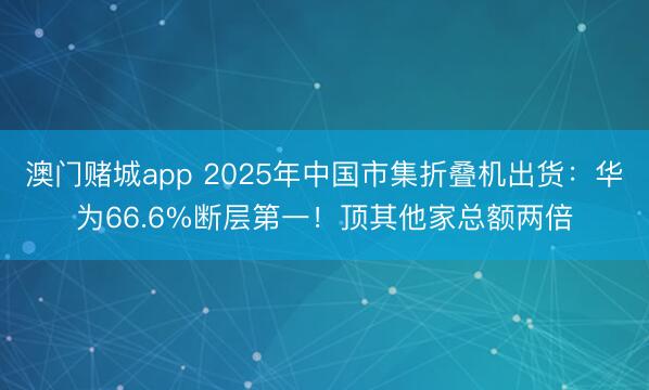 澳门赌城app 2025年中国市集折叠机出货：华为66.6%断层第一！顶其他家总额两倍