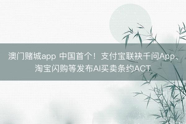 澳门赌城app 中国首个！支付宝联袂千问App、淘宝闪购等发布AI买卖条约ACT