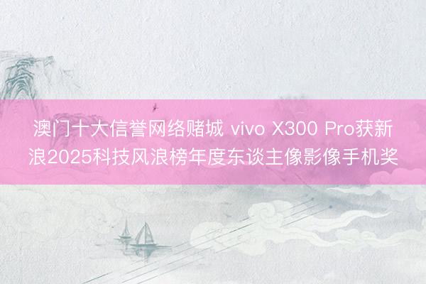 澳门十大信誉网络赌城 vivo X300 Pro获新浪2025科技风浪榜年度东谈主像影像手机奖