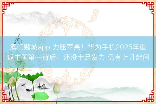 澳门赌城app 力压苹果！华为手机2025年重返中国第一背后：还没十足发力 仍有上升起间