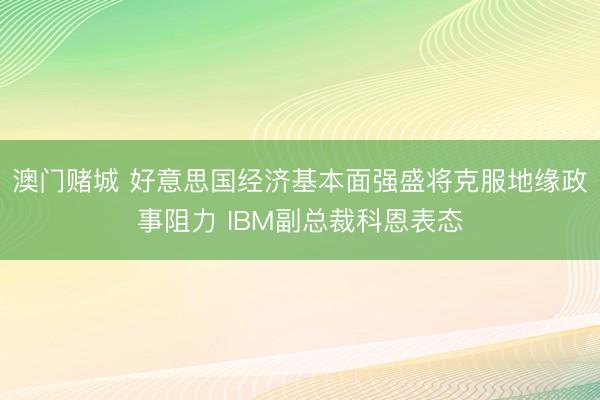 澳门赌城 好意思国经济基本面强盛将克服地缘政事阻力 IBM副总裁科恩表态