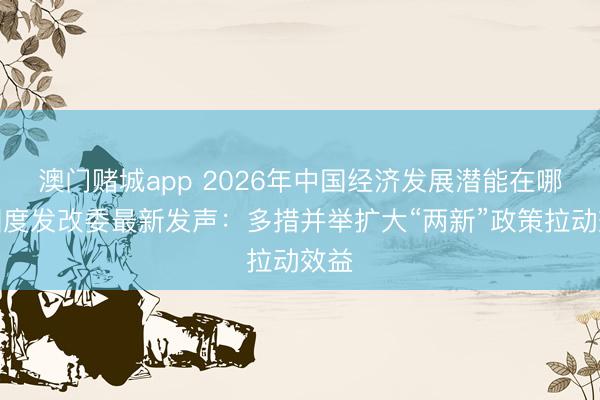 澳门赌城app 2026年中国经济发展潜能在哪?国度发改委最新发声:多措并举扩大“两新”政策拉动效益