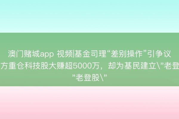 澳门赌城app 视频|基金司理“差别操作”引争议,我方重仓科技股大赚超5000万,却为基民建立"老登股"