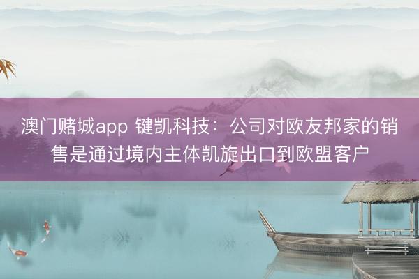 澳门赌城app 键凯科技：公司对欧友邦家的销售是通过境内主体凯旋出口到欧盟客户