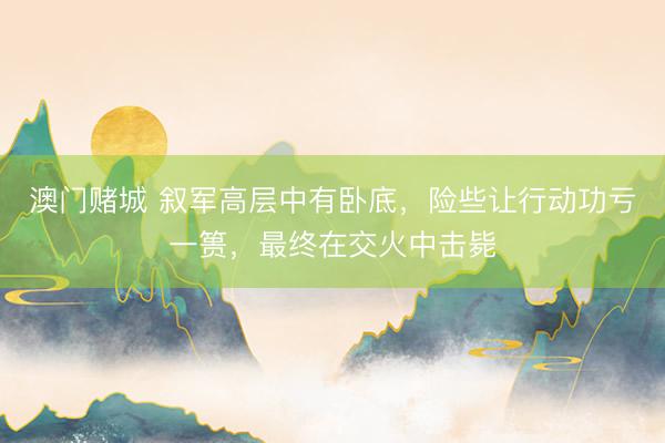 澳门赌城 叙军高层中有卧底，险些让行动功亏一篑，最终在交火中击毙