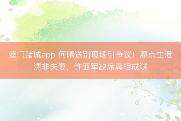 澳门赌城app 何晴送别现场引争议！廖京生澄清非夫妻，许亚军缺席真相成谜