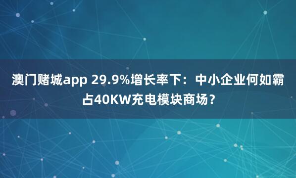 澳门赌城app 29.9%增长率下:中小企业何如霸占40KW充电模块商场?