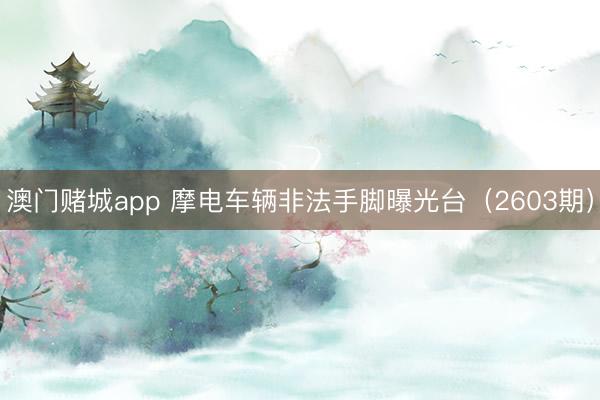 澳门赌城app 摩电车辆非法手脚曝光台(2603期)
