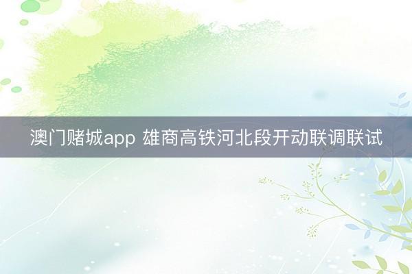 澳门赌城app 雄商高铁河北段开动联调联试