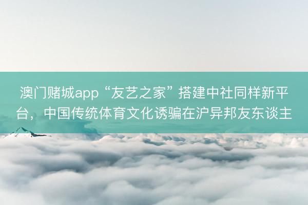 澳门赌城app “友艺之家” 搭建中社同样新平台，中国传统体育文化诱骗在沪异邦友东谈主